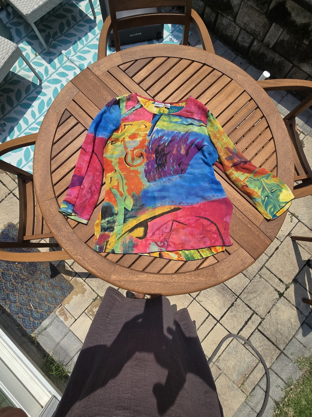 Chico's Multicolor Silk Abstract Print Top